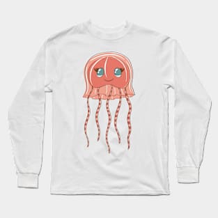 Cute Playful Pink Jellyfish Character Long Sleeve T-Shirt